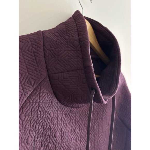 Athleta Jacquard Elevation Geometric purple Quilted Pullover Sweater Womens sz M - Picture 5 of 13